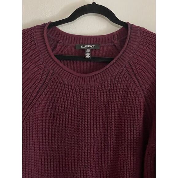 Ellen Tracy Burgundy Wine Bulky Rib-Knit Sweater Plus Size XL Oversized Winter - Picture 6 of 9